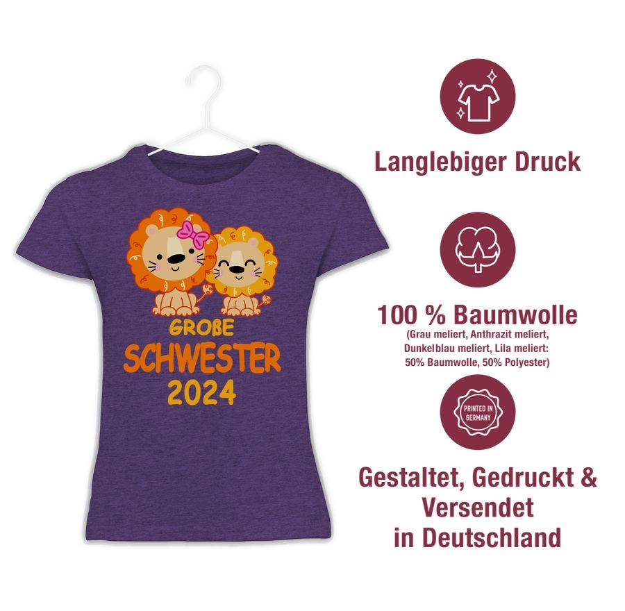 Shirtracer Große Schwester 2024 Mit Löwen: Tshirt Turnbeutel Shirtracer
