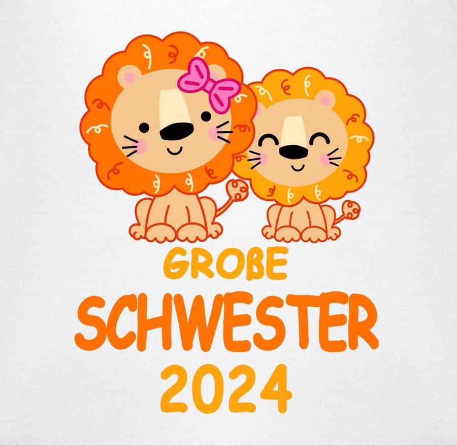 Shirtracer Große Schwester 2024 Mit Löwen: Tshirt Turnbeutel Shirtracer