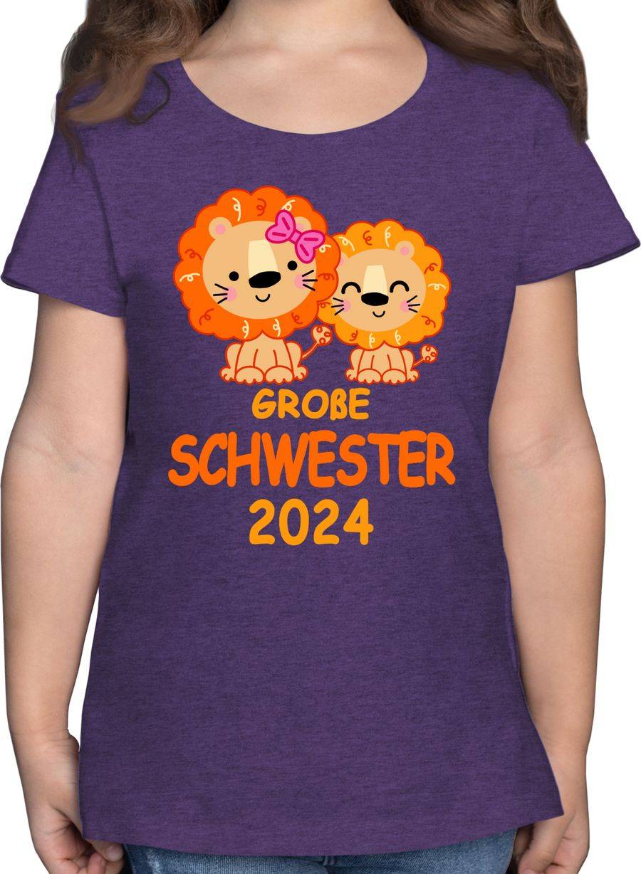 Shirtracer Große Schwester 2024 mit Löwen: Tshirt Turnbeutel Shirtracer