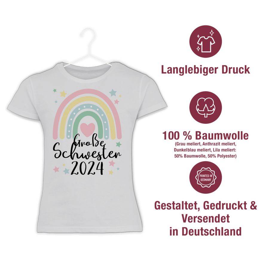 Shirtracer Große Schwester Geschenk 2024 Regenbogen Big Sister Shirts & Mehr Shirtracer