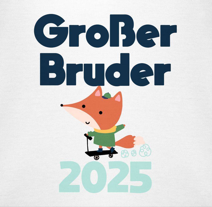 Shirtracer Großer Bruder 2025 Fuchs: Tshirt Turnbeutel Shirtracer