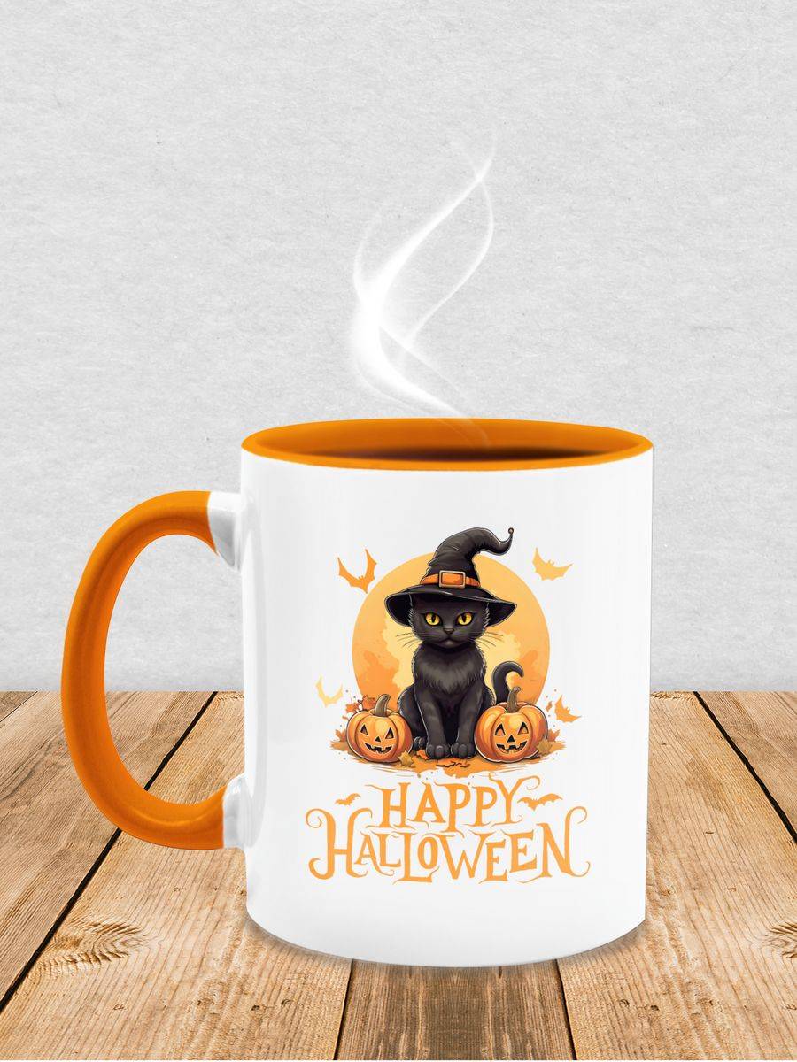 Shirtracer Happy Halloween Katze Hexenhut Lustig Katzenliebhaber Cat: T-Shirt Turnbeutel Shirtracer