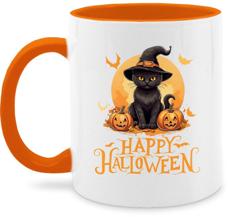 Shirtracer Happy Halloween Katze Hexenhut Lustig Katzenliebhaber Cat: T-Shirt Turnbeutel Shirtracer