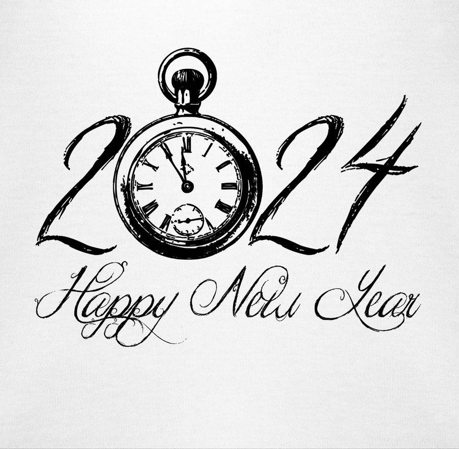 Shirtracer Happy New Year 2024 Uhr Vintage: Tshirt Rucksack Shirtracer