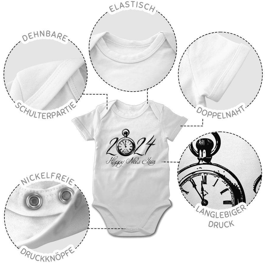 Shirtracer Happy New Year 2024 Uhr Vintage: Tshirt Rucksack Shirtracer