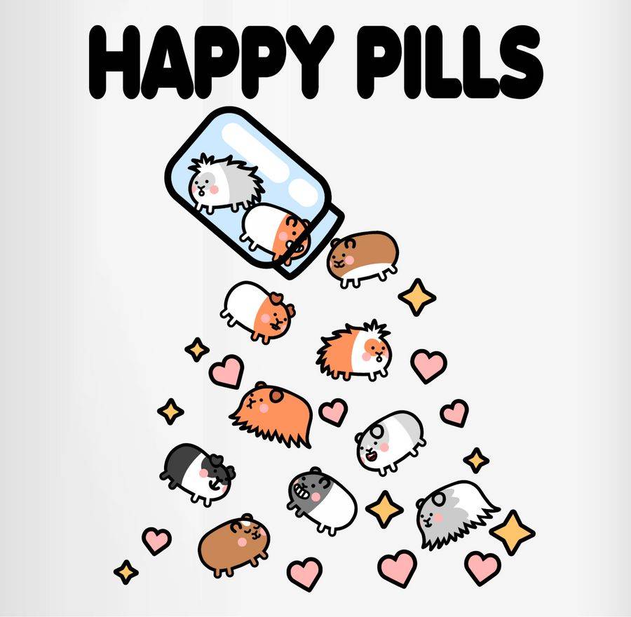 Shirtracer Happy Pills - Meerschweinchen Liebe: Tshirt Rucksack Shirtracer