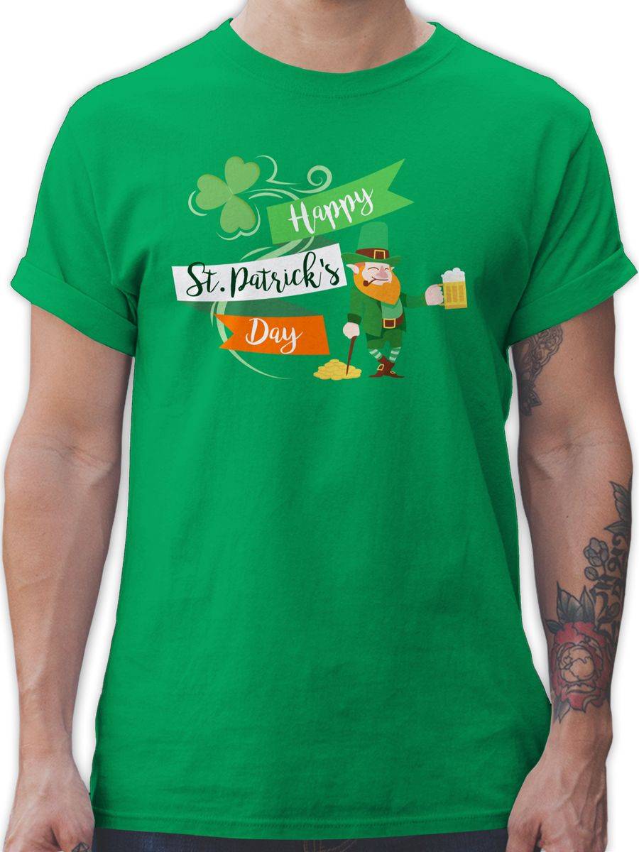Shirtracer Happy St. Patricks Day Leprechaun Kobold: T-Shirt Turnbeutel Shirtracer