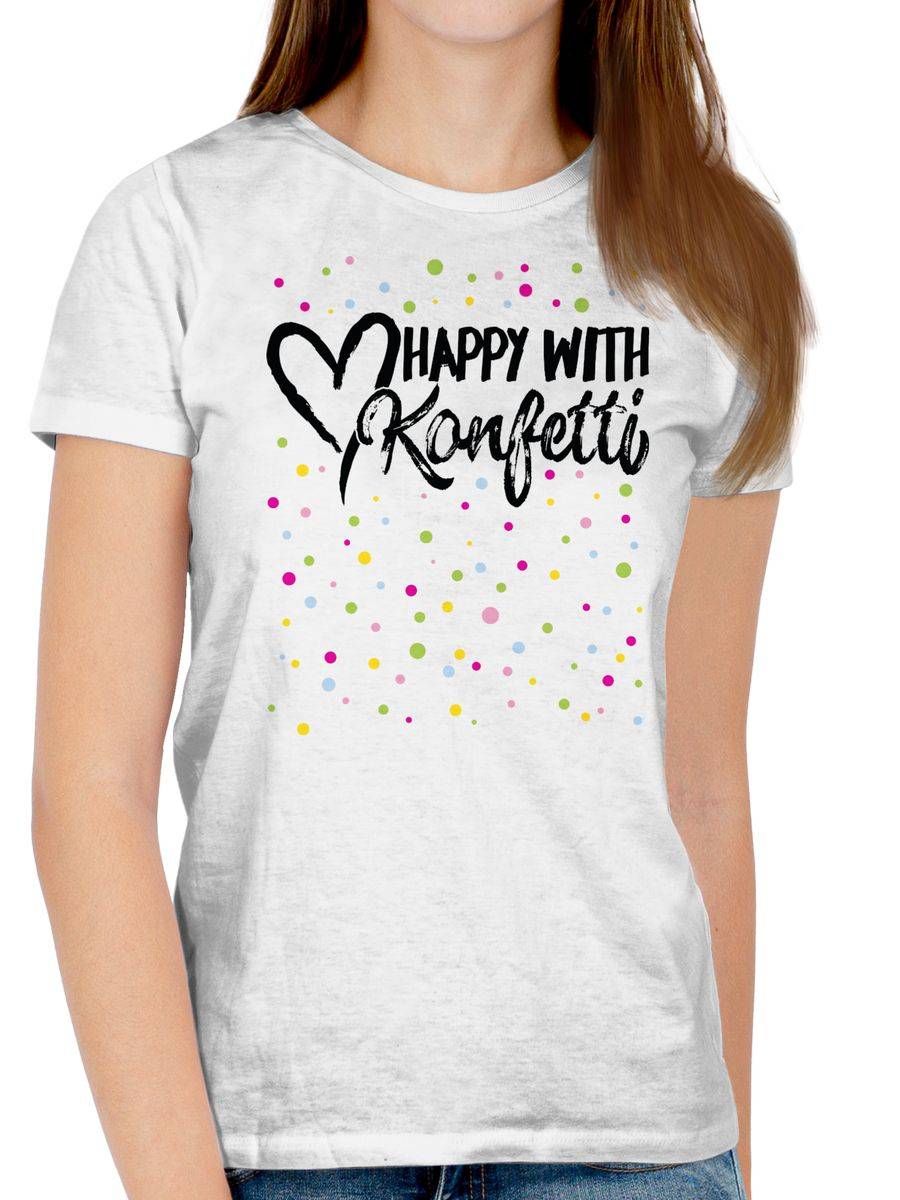 Shirtracer Happy With Konfetti - Schwarz Shirts & Mehr Shirtracer