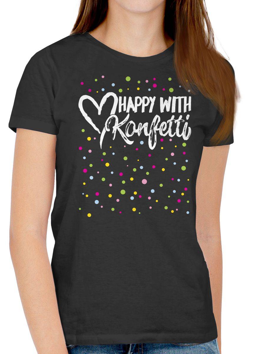 Shirtracer Happy With Konfetti - Weiß Shirts & Mehr Shirtracer