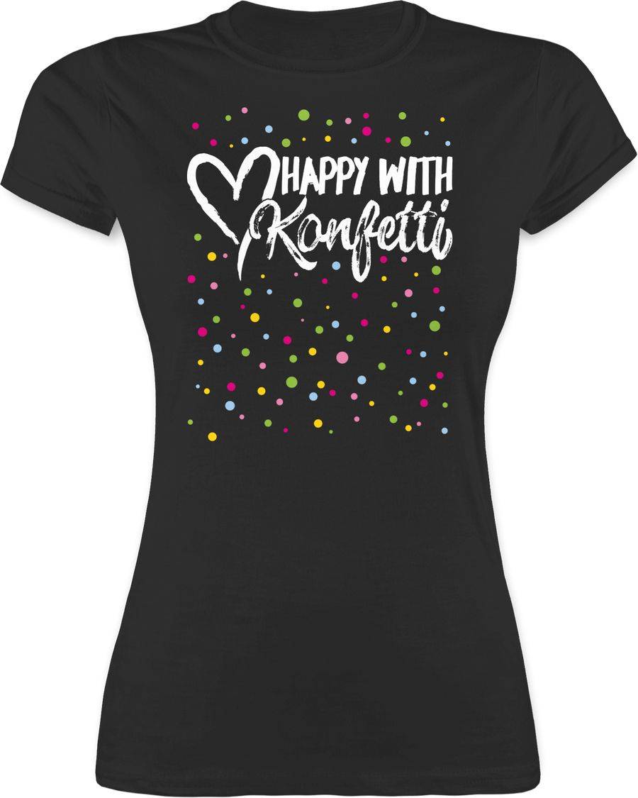 Shirtracer Happy with Konfetti - weiß Shirts & Mehr Shirtracer