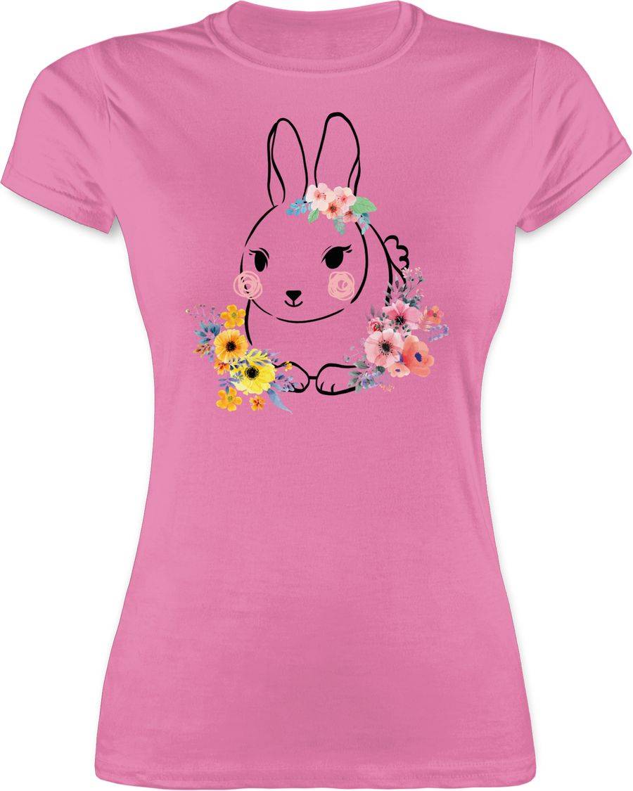 Shirtracer Hase mit Blumen Schwarze Linien Shirts & Mehr Shirtracer