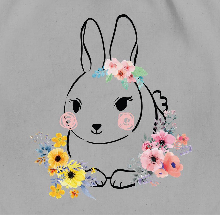 Shirtracer Hase Mit Blumen Schwarze Linien Shirts & Mehr Shirtracer