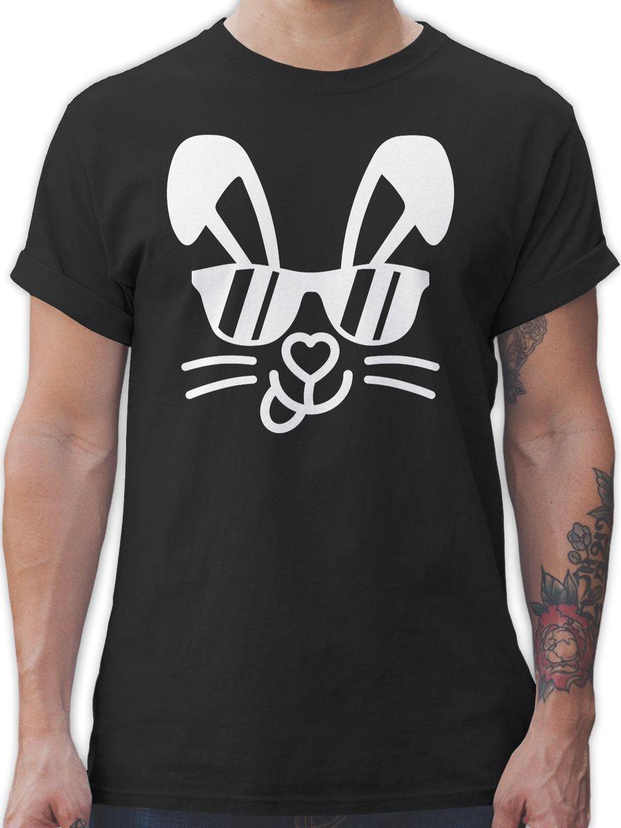 Shirtracer Hase mit Sonnenbrille weiß: Tshirt Turnbeutel Shirtracer