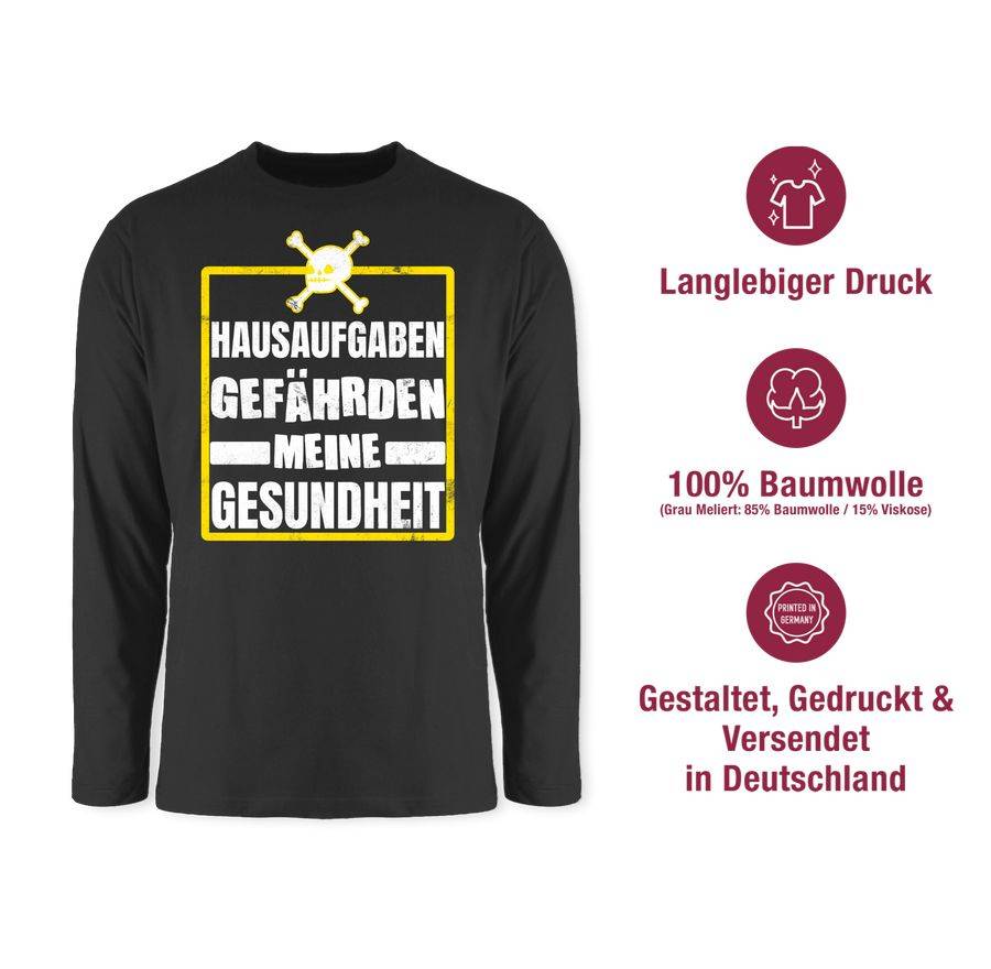 Shirtracer Hausaufgaben Gefährden Meine Gesundheit - Totenkopf Weiß/gelb: Tshirt Gym Bag Shirtracer