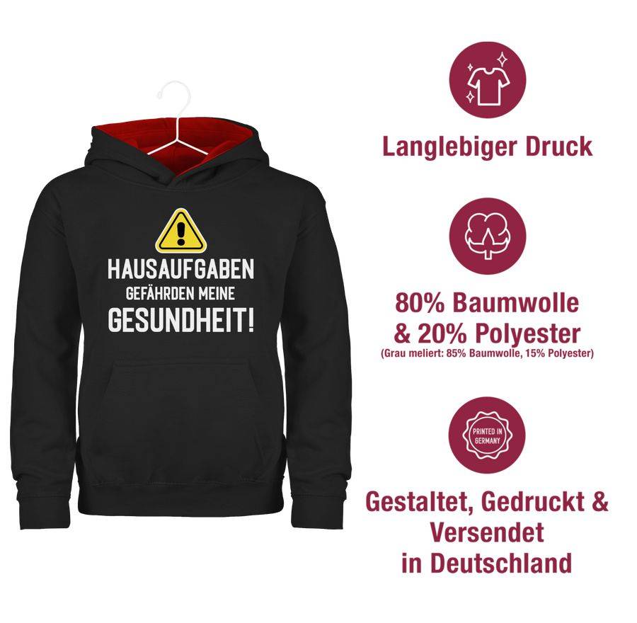 Shirtracer Hausaufgaben Gefährden Meine Gesundheit Warnschild Weiß: T-Shirt Rucksack Shirtracer