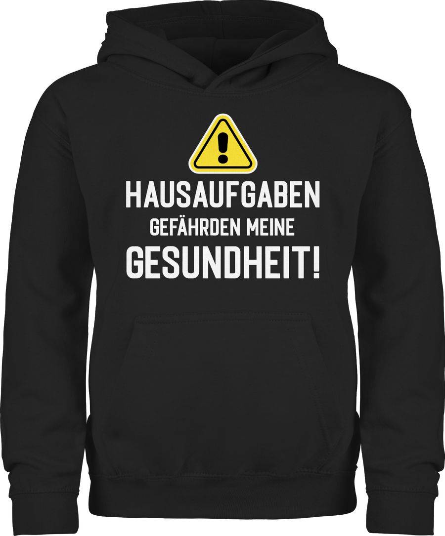 Shirtracer Hausaufgaben gefährden meine Gesundheit Warnschild weiß: T-Shirt Rucksack Shirtracer