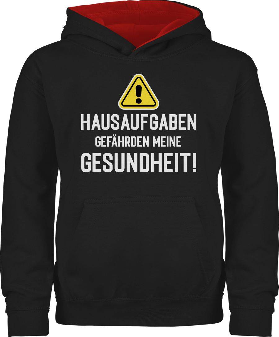 Shirtracer Hausaufgaben gefährden meine Gesundheit Warnschild weiß: T-Shirt Rucksack Shirtracer