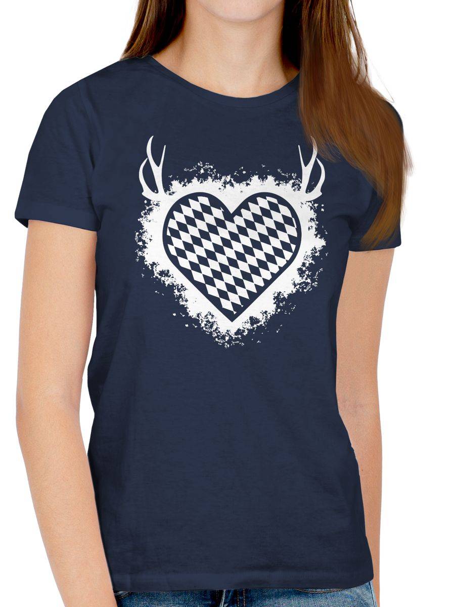 Shirtracer Herz Mit Bayrischem Muster - Weiß Shirts & Mehr Shirtracer