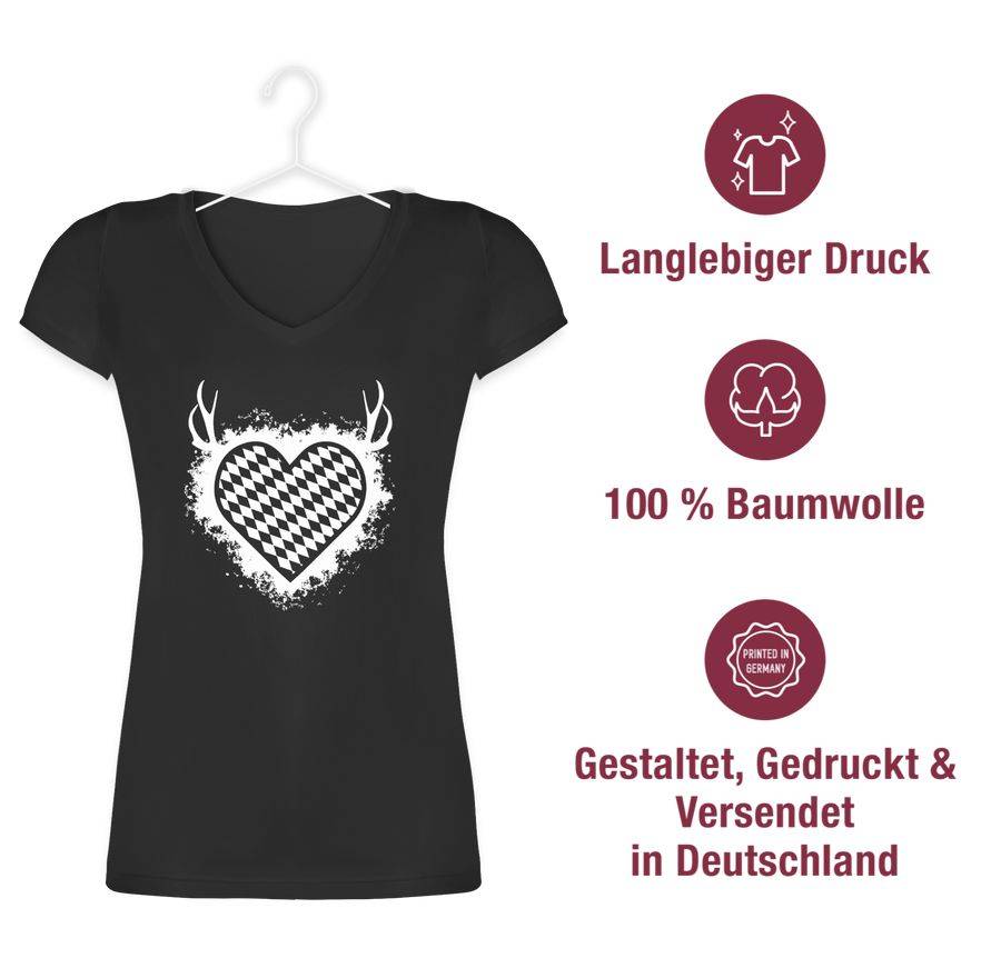 Shirtracer Herz Mit Bayrischem Muster - Weiß Shirts & Mehr Shirtracer