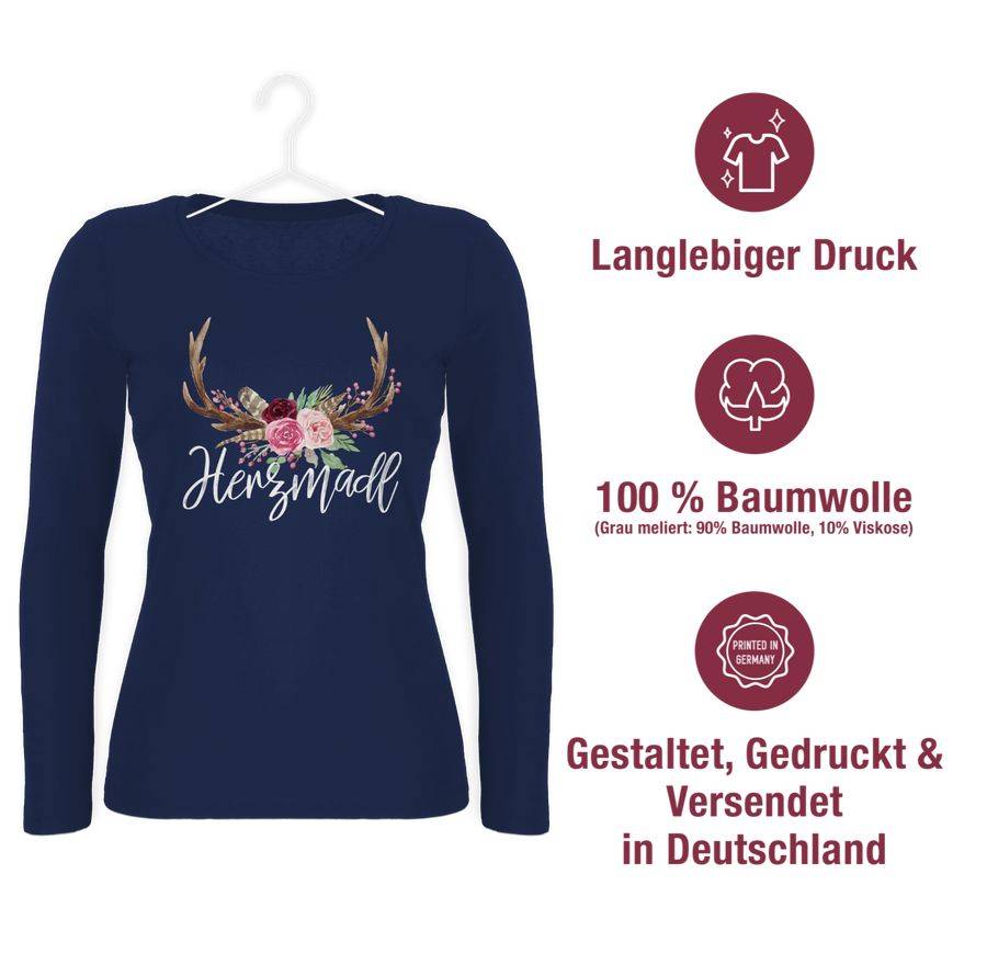 Shirtracer Herzmadl Geweih - Weißer Schriftzug: Tshirt Gym Bag Shirtracer