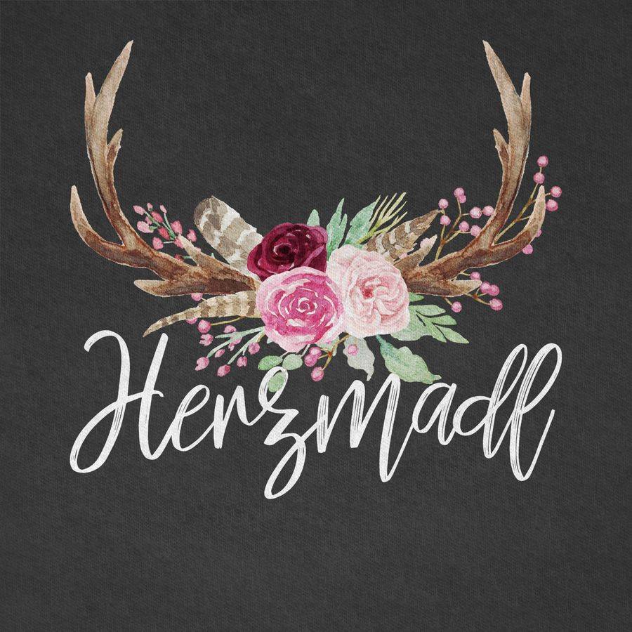 Shirtracer Herzmadl Geweih - Weißer Schriftzug: Tshirt Gym Bag Shirtracer