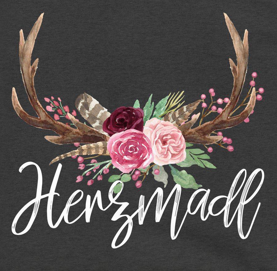Shirtracer Herzmadl Geweih - Weißer Schriftzug: Tshirt Gym Bag Shirtracer