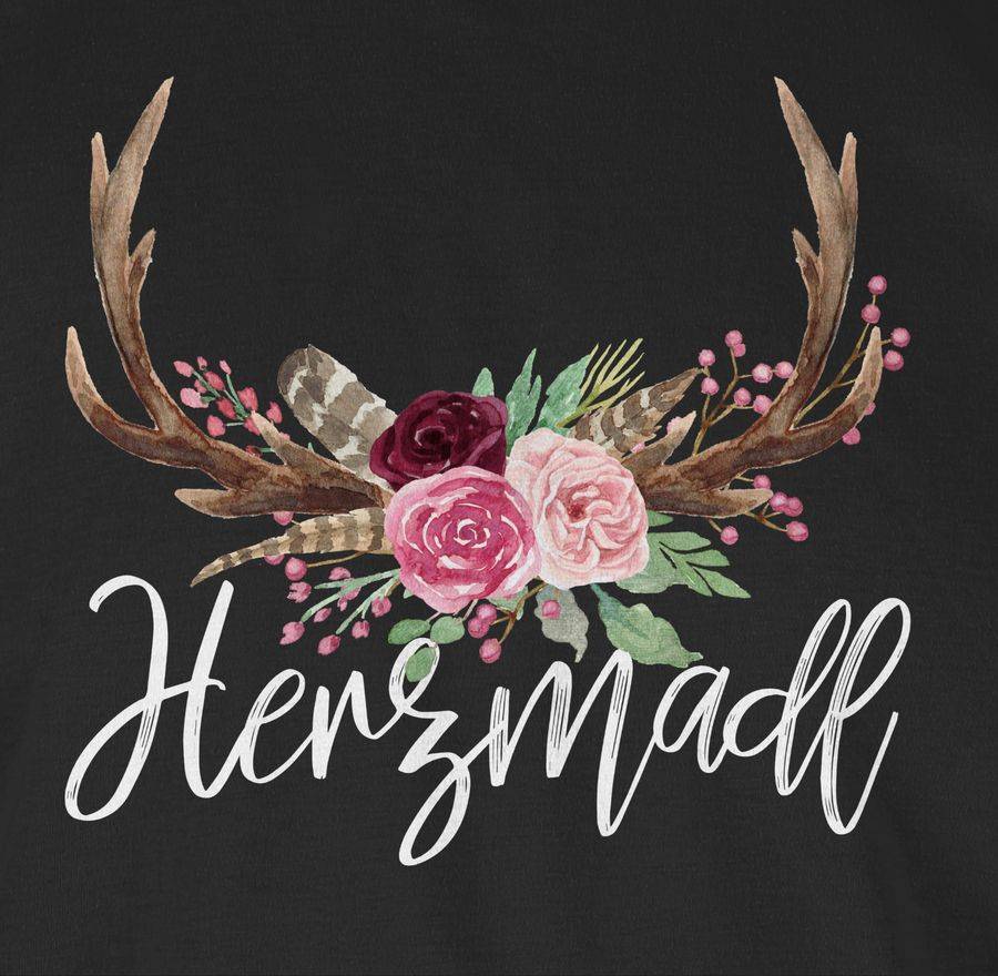 Shirtracer Herzmadl Geweih - Weißer Schriftzug: Tshirt Gym Bag Shirtracer