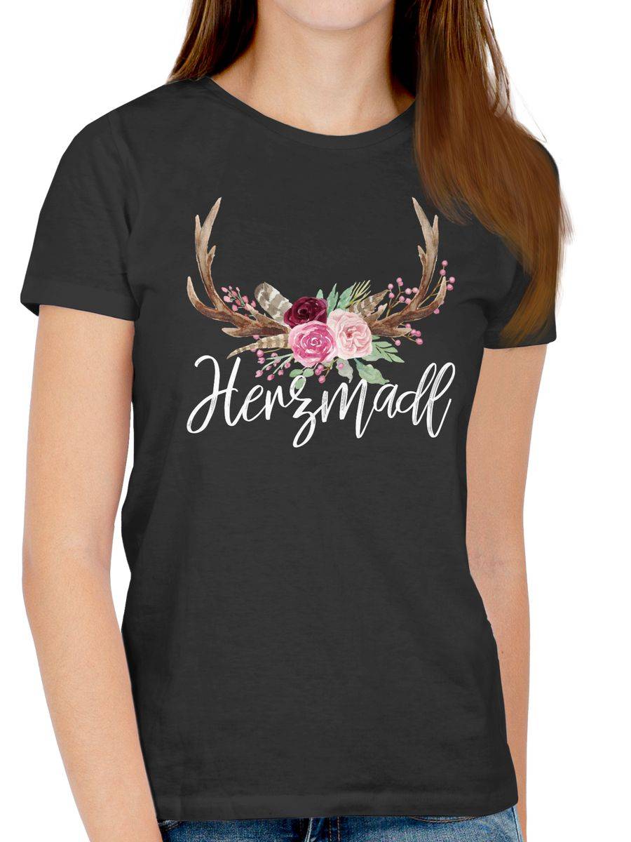 Shirtracer Herzmadl Geweih - Weißer Schriftzug: Tshirt Gym Bag Shirtracer