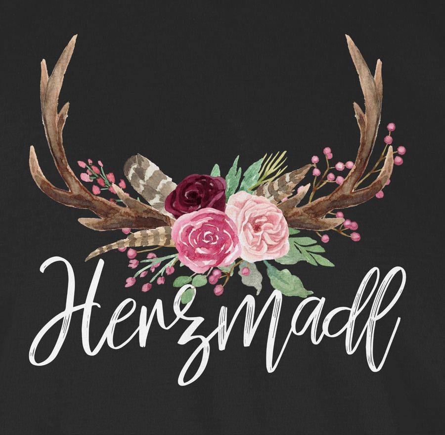 Shirtracer Herzmadl Geweih - Weißer Schriftzug: Tshirt Gym Bag Shirtracer