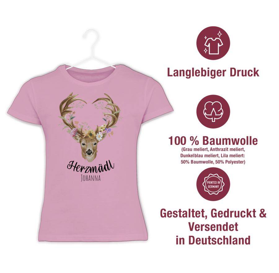 Shirtracer Herzmädl Hirsch Geweih Hirschgeweih Madl Shirts & Mehr Shirtracer
