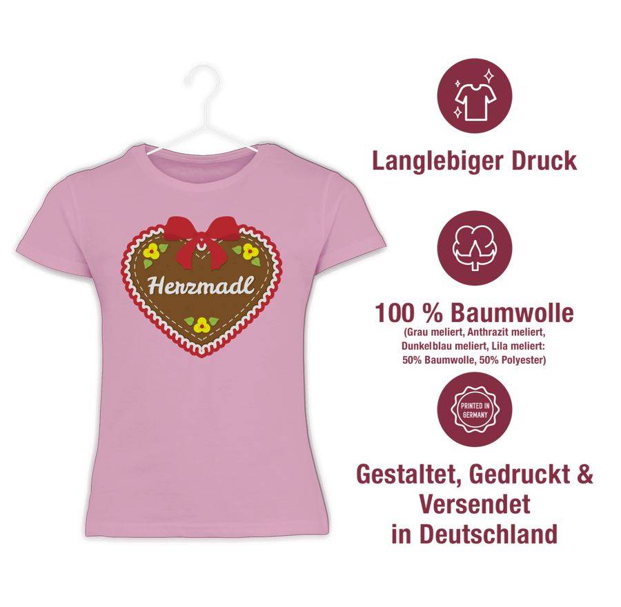 Shirtracer Herzmadl Lebkuchenherz Rot: Tshirt Turnbeutel Shirtracer