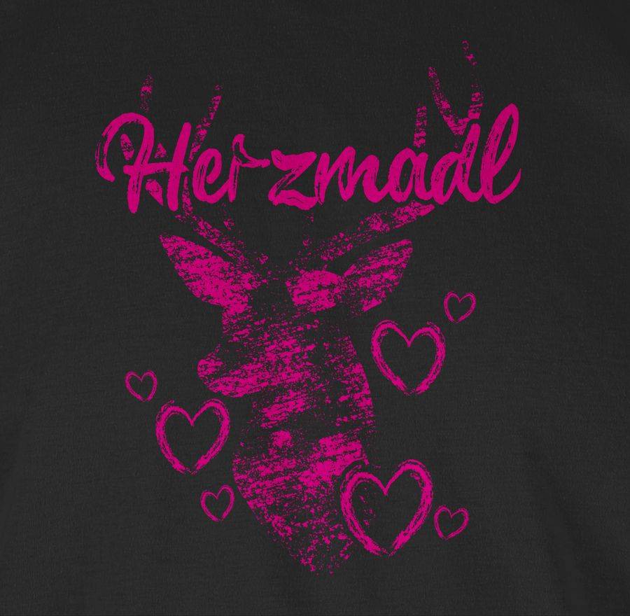 Shirtracer Herzmadl Mit Hirsch Und Herzen - Fuchsia Shirts & Mehr Shirtracer