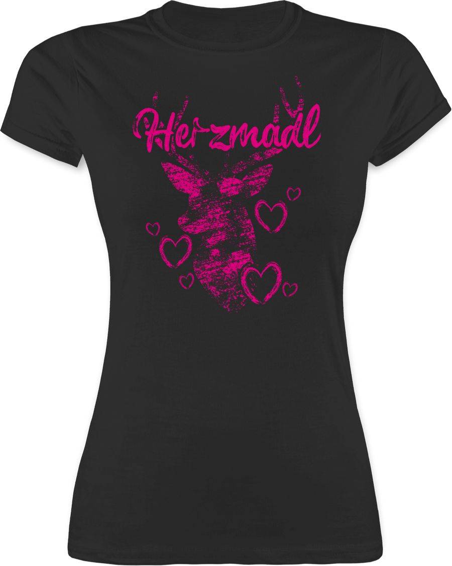 Shirtracer Herzmadl mit Hirsch und Herzen - Fuchsia Shirts & Mehr Shirtracer