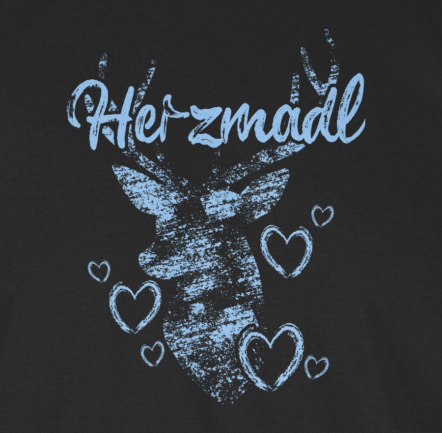 Shirtracer Herzmadl Mit Hirsch Und Herzen - Hellblau: T-Shirt Turnbeutel Shirtracer