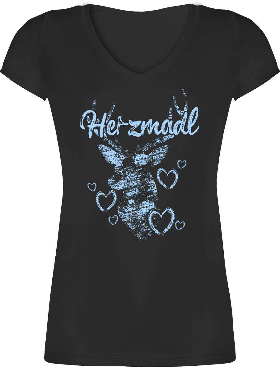 Shirtracer Herzmadl Mit Hirsch Und Herzen - Hellblau: T-Shirt Turnbeutel Shirtracer