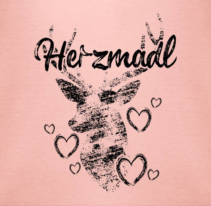 Shirtracer Herzmadl Mit Hirsch Und Herzen - Schwarz Shirts & Mehr Shirtracer