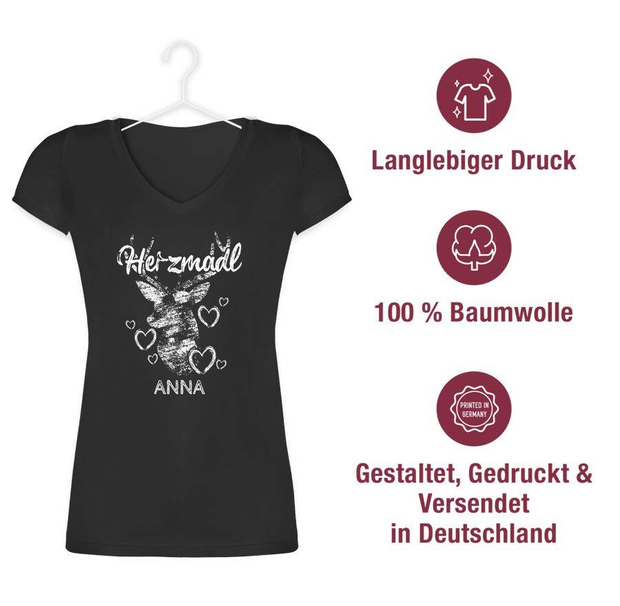 Shirtracer Herzmadl Mit Hirsch Und Herzen: Tshirt Rucksack Shirtracer