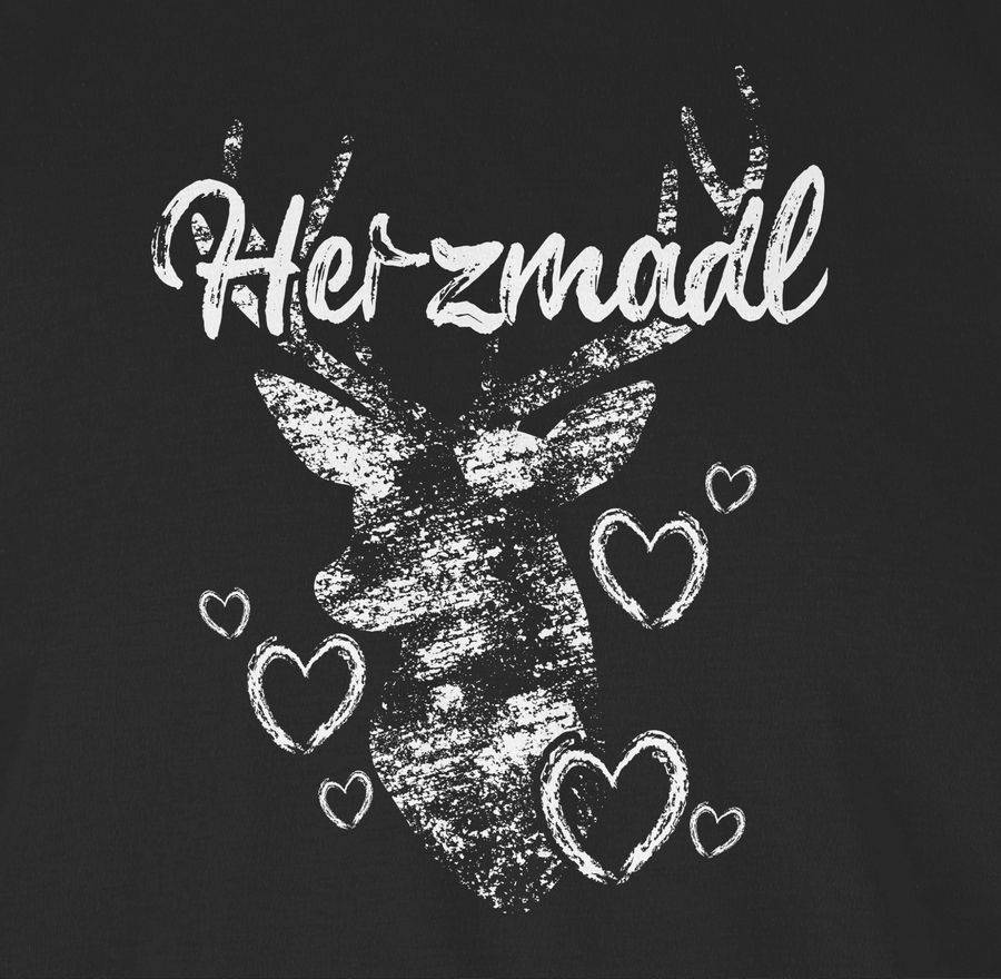 Shirtracer Herzmadl Mit Hirsch Und Herzen - Weiß Shirts & Mehr Shirtracer