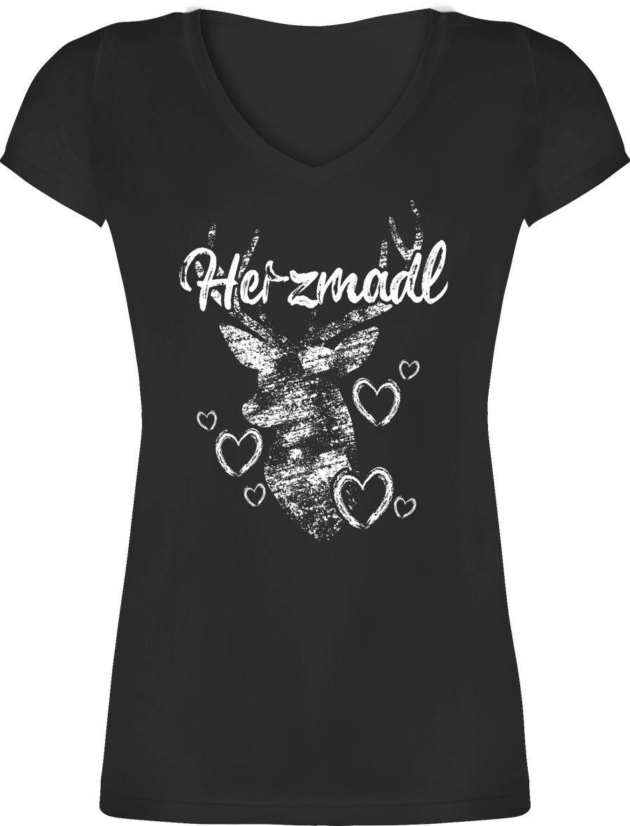 Shirtracer Herzmadl mit Hirsch und Herzen - weiß Shirts & Mehr Shirtracer