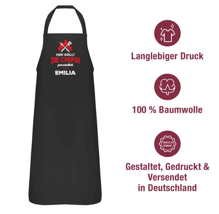 Shirtracer Hier Grillt Die Chefin Persönlich Mit Name - Lustig Grillen Frauen: T-Shirt Gym Shirtracer