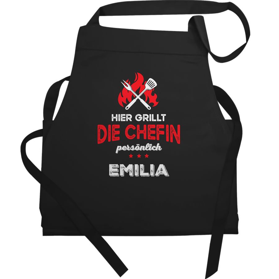 Shirtracer Hier grillt die Chefin persönlich mit Name - Lustig Grillen Frauen: T-Shirt Gym Shirtracer