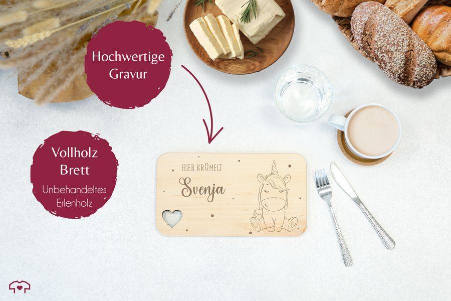 Shirtracer Hier Krümelt Mit Namen - Einhorn Geschenke Mädchen: T-Shirt Turnbeutel Shirtracer