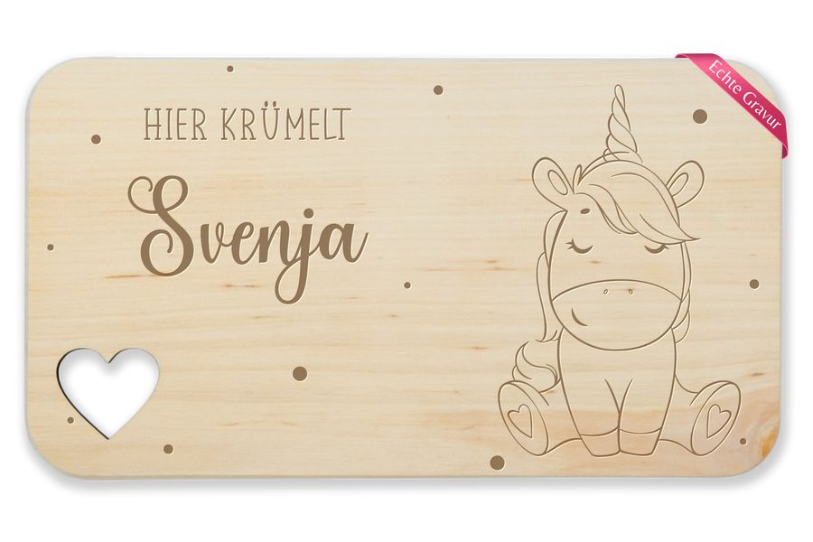 Shirtracer Hier krümelt mit Namen - Einhorn Geschenke Mädchen: T-Shirt Turnbeutel Shirtracer