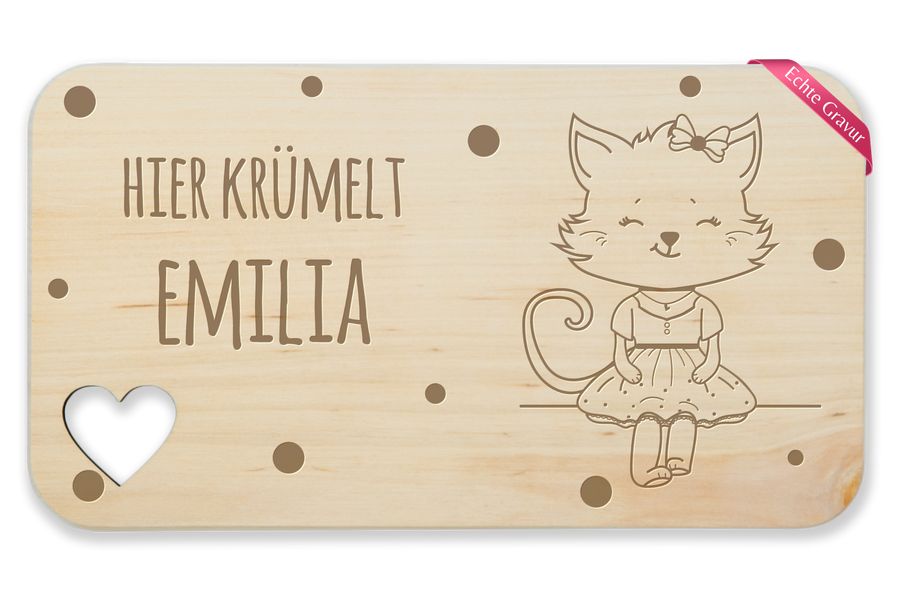 Shirtracer Hier krümelt Name Katze Katzen Cat Geschenk: Tshirt Turnbeutel Shirtracer