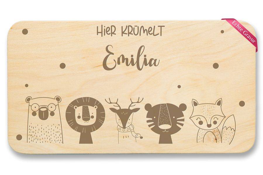 Shirtracer Hier krümelt Name mit Tieren - Bär Löwe Reh Tiger Fuchs Shirts & Mehr Shirtracer