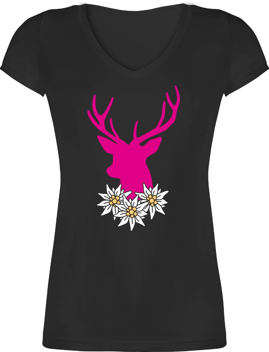 Shirtracer Hirsch in rosa mit Edelweiß Shirts & Mehr Shirtracer