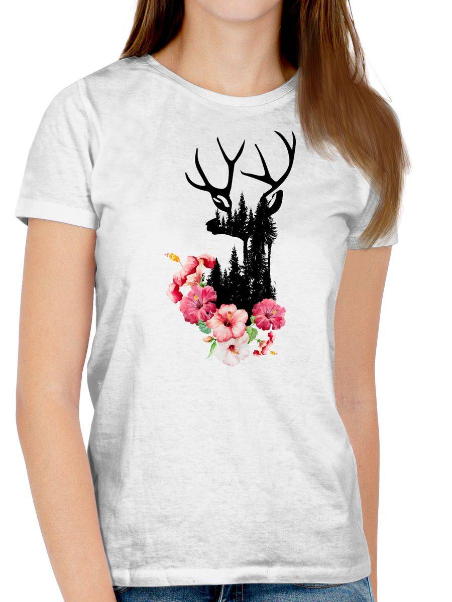 Shirtracer Hirsch Mit Blumen Shirts & Mehr Shirtracer