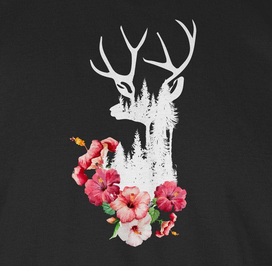 Shirtracer Hirsch Mit Blumen Weiß: Tshirt Rucksack Shirtracer