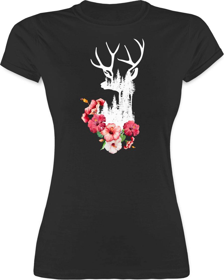 Shirtracer Hirsch Mit Blumen Weiß: Tshirt Rucksack Shirtracer