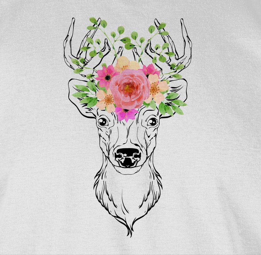 Shirtracer Hirsch Mit Blumengeweih - Schwarz Shirts & Mehr Shirtracer